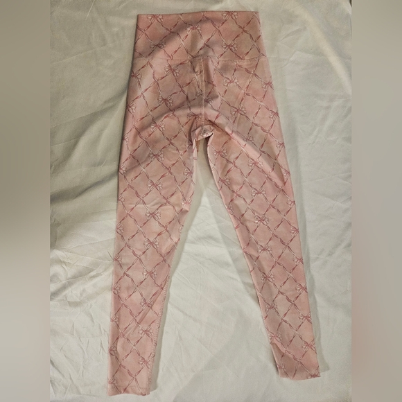 LoveShackFancy x Beach Riot Bow Print Leggings Pink High Rise Size S Coquette - Picture 3 of 7